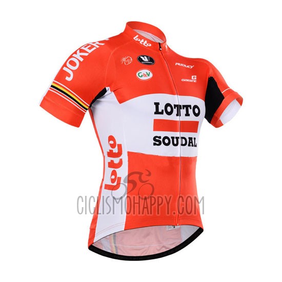 Lotto Soudal Cycling Jersey Bib Short 2015 Short Sleeve White Red
